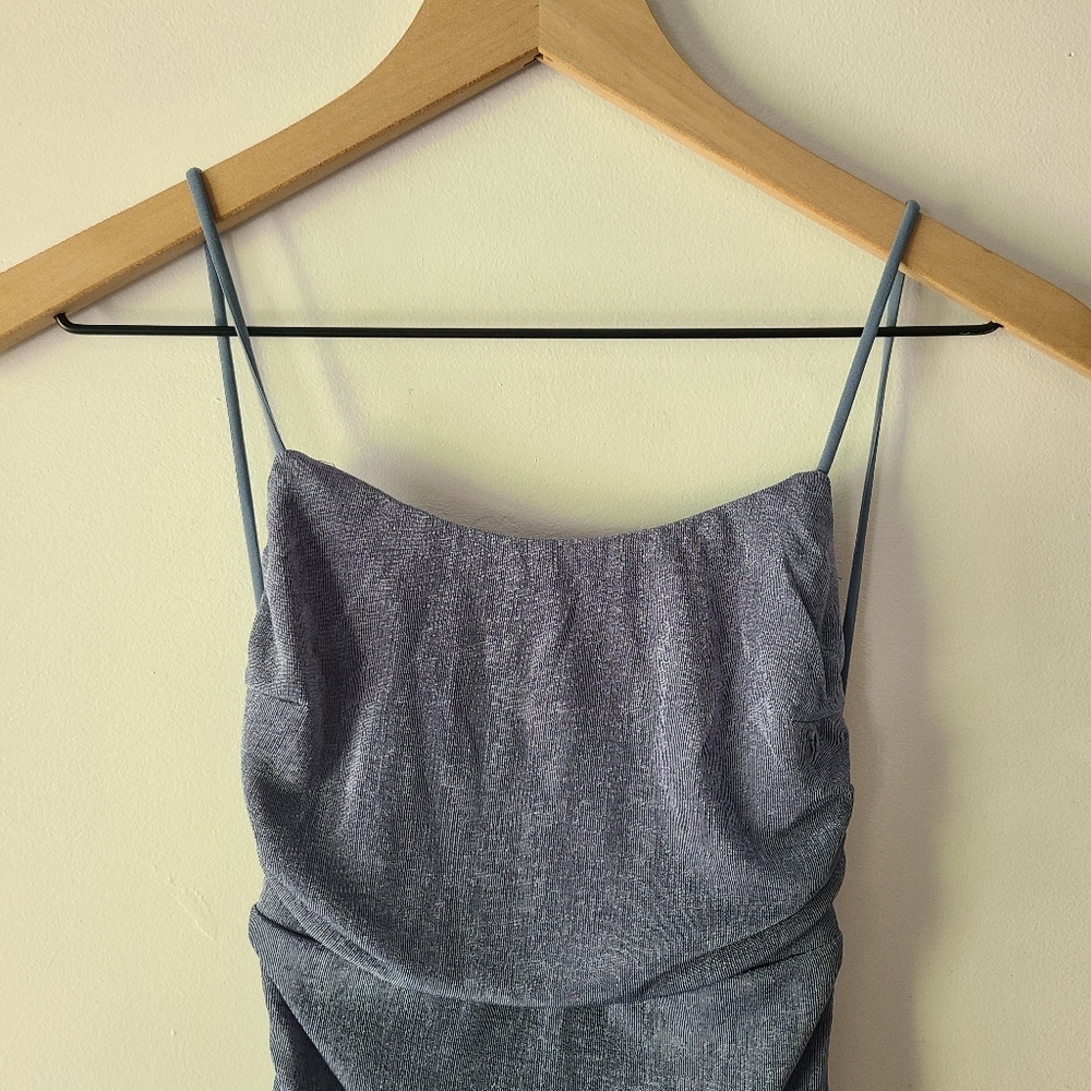 Fiestar Gray Bodycon Ruched Dress with Ties Size S